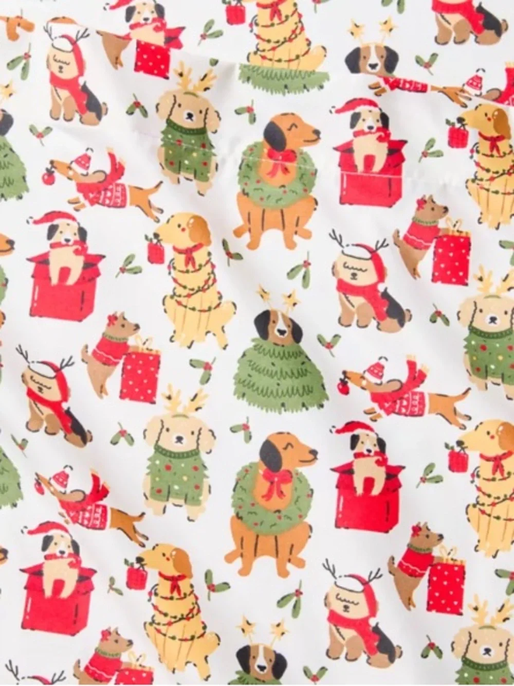Joyland Microfiber Full Sheet Set - Festive Dog Print NWT